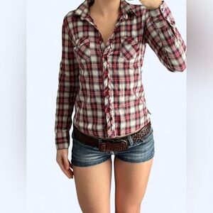 Plaid Button-Up Women's Top